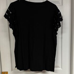 Elegant Black Lace Sleeve Women's Top